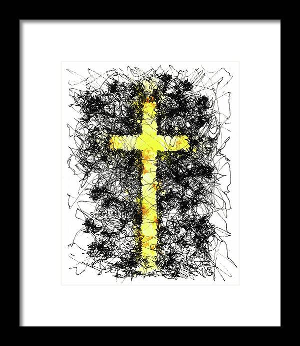 Chaos Order Cross 09 - Luminous Yellow - Framed Print