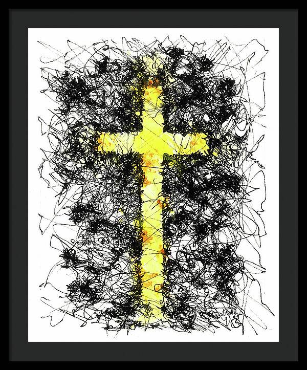 Chaos Order Cross 09 - Luminous Yellow - Framed Print