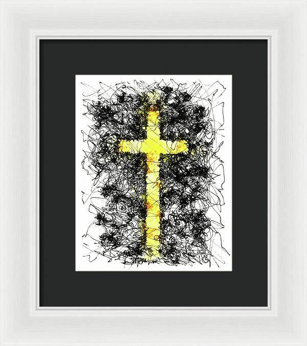 Chaos Order Cross 09 - Luminous Yellow - Framed Print