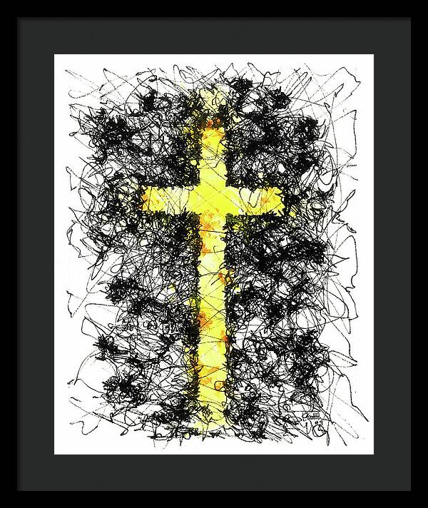 Chaos Order Cross 09 - Luminous Yellow - Framed Print