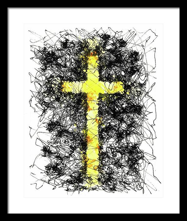 Chaos Order Cross 09 - Luminous Yellow - Framed Print
