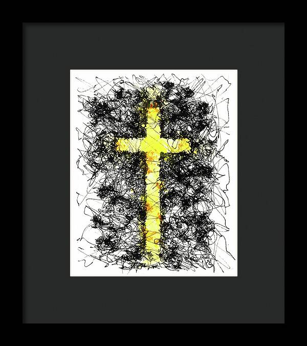 Chaos Order Cross 09 - Luminous Yellow - Framed Print