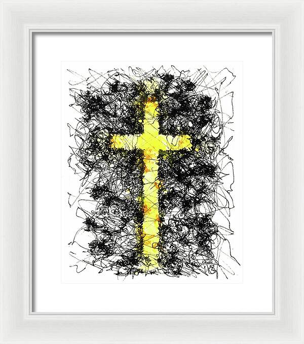 Chaos Order Cross 09 - Luminous Yellow - Framed Print