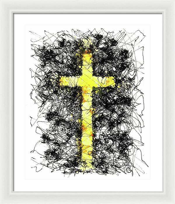 Chaos Order Cross 09 - Luminous Yellow - Framed Print