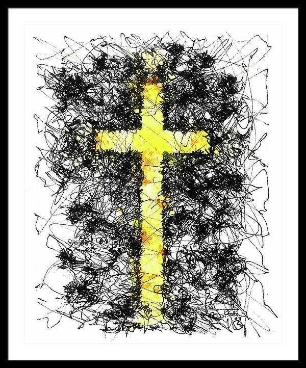 Chaos Order Cross 09 - Luminous Yellow - Framed Print