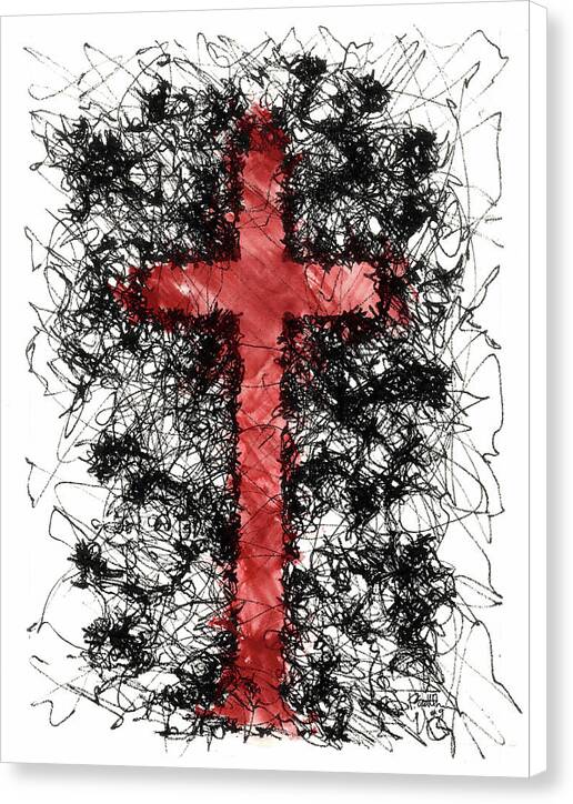 Chaos Order Cross 09 - Sorrowful Red - Canvas Print