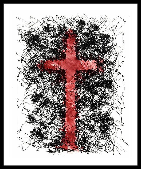 Chaos Order Cross 09 - Sorrowful Red - Framed Print