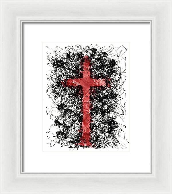 Chaos Order Cross 09 - Sorrowful Red - Framed Print