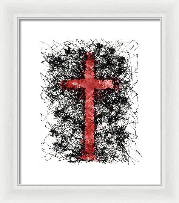 Chaos Order Cross 09 - Sorrowful Red - Framed Print