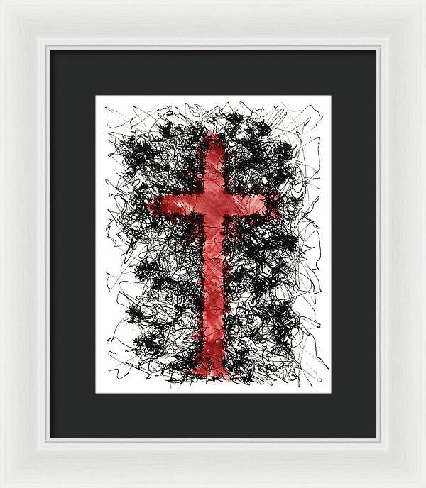 Chaos Order Cross 09 - Sorrowful Red - Framed Print