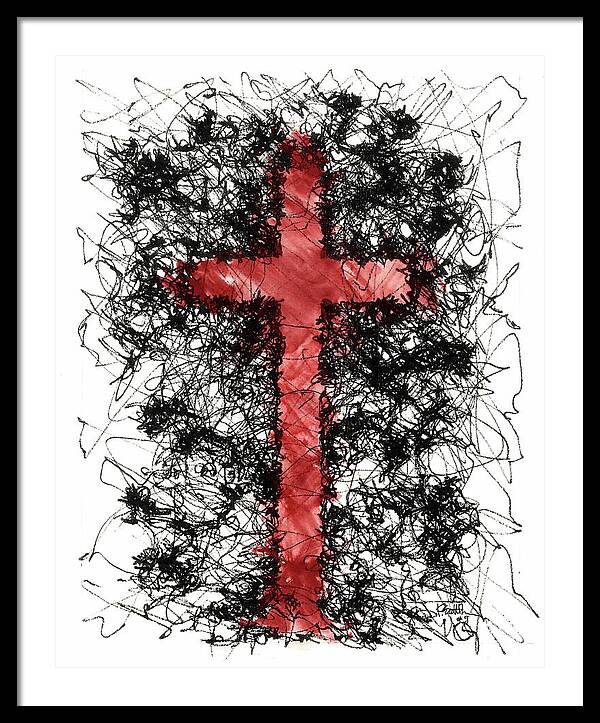 Chaos Order Cross 09 - Sorrowful Red - Framed Print