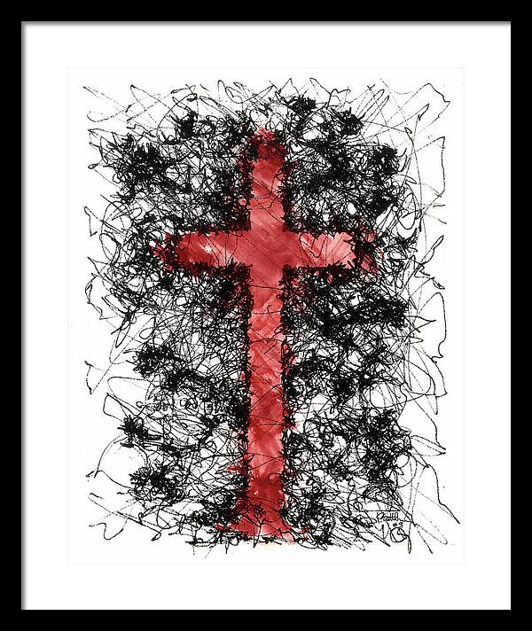 Chaos Order Cross 09 - Sorrowful Red - Framed Print