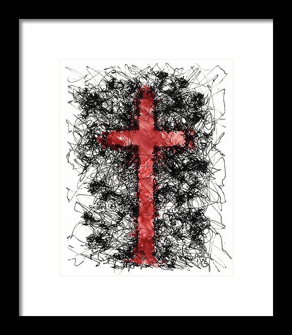 Chaos Order Cross 09 - Sorrowful Red - Framed Print