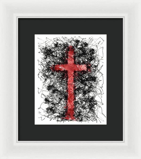 Chaos Order Cross 09 - Sorrowful Red - Framed Print