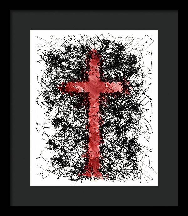 Chaos Order Cross 09 - Sorrowful Red - Framed Print