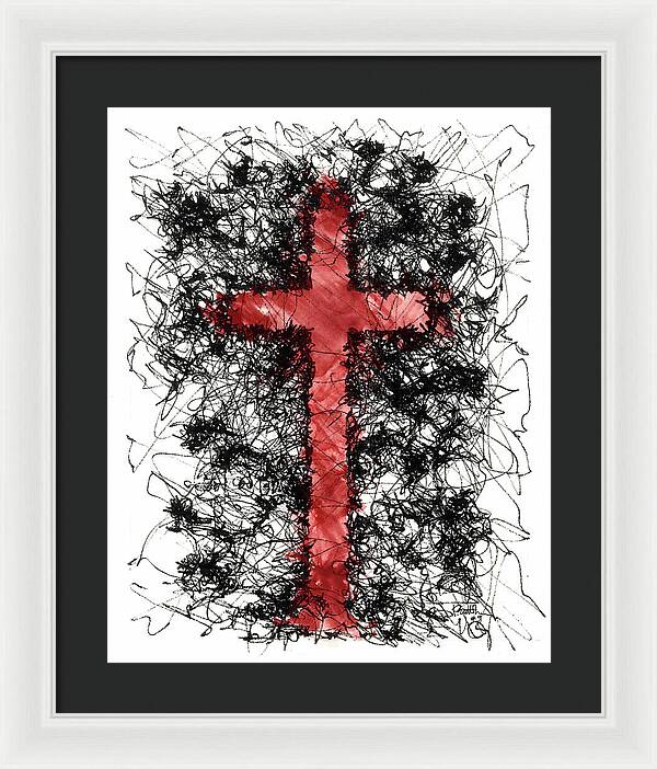 Chaos Order Cross 09 - Sorrowful Red - Framed Print