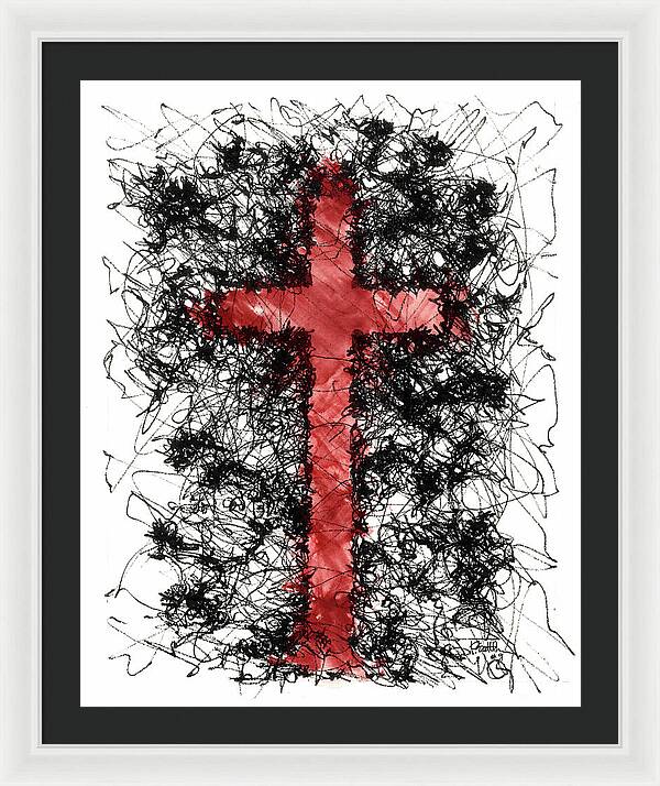 Chaos Order Cross 09 - Sorrowful Red - Framed Print