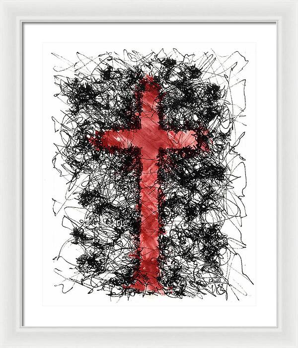 Chaos Order Cross 09 - Sorrowful Red - Framed Print