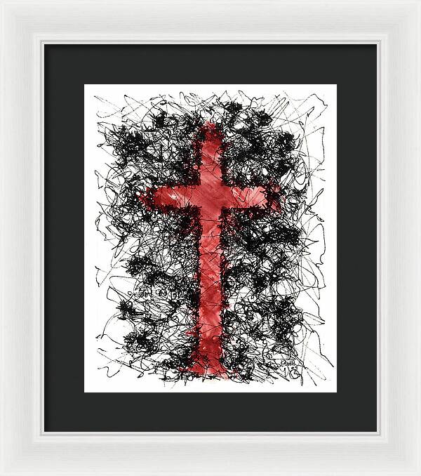Chaos Order Cross 09 - Sorrowful Red - Framed Print