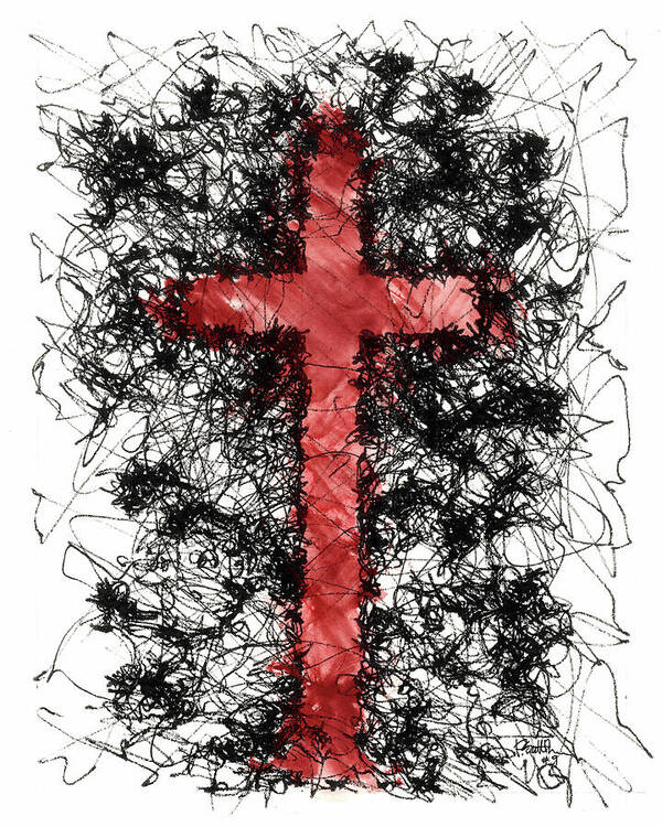 Chaos Order Cross 09 - Sorrowful Red - Art Print