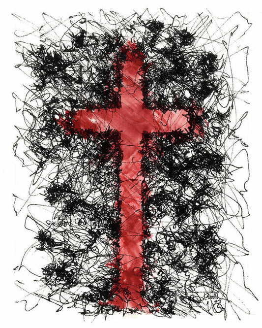 Chaos Order Cross 09 - Sorrowful Red - Art Print