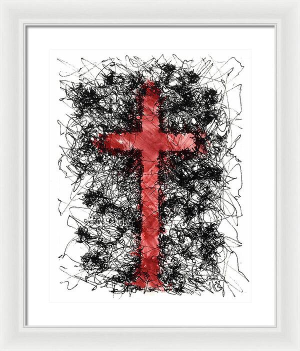 Chaos Order Cross 09 - Sorrowful Red - Framed Print
