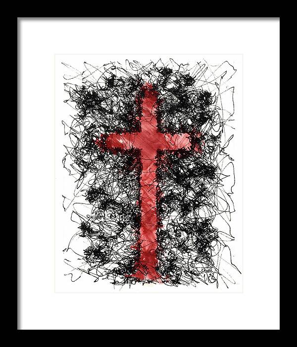 Chaos Order Cross 09 - Sorrowful Red - Framed Print