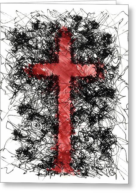 Chaos Order Cross 09 - Sorrowful Red - Greeting Card