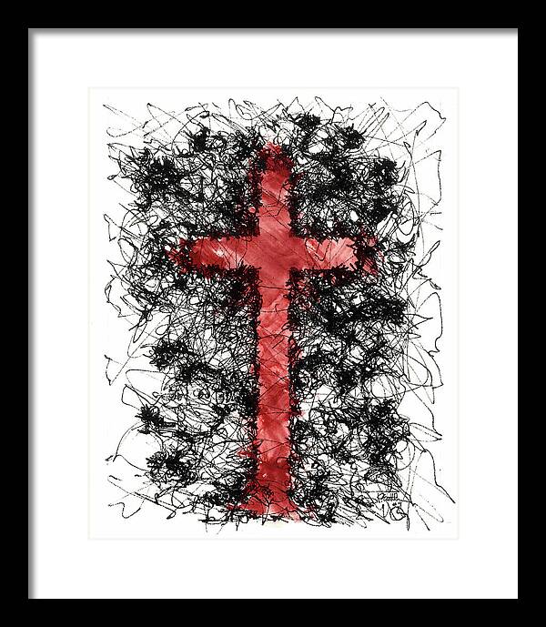Chaos Order Cross 09 - Sorrowful Red - Framed Print
