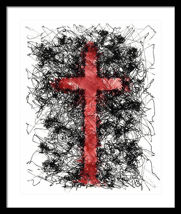 Chaos Order Cross 09 - Sorrowful Red - Framed Print