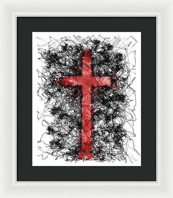 Chaos Order Cross 09 - Sorrowful Red - Framed Print