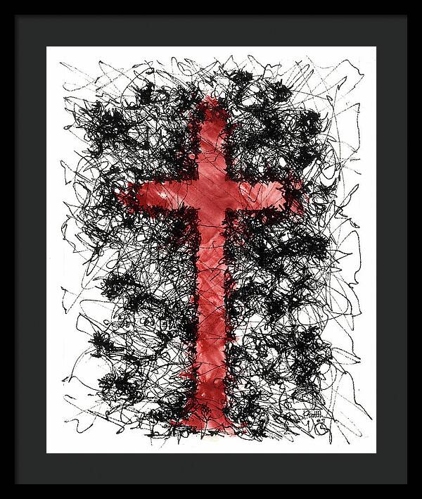 Chaos Order Cross 09 - Sorrowful Red - Framed Print