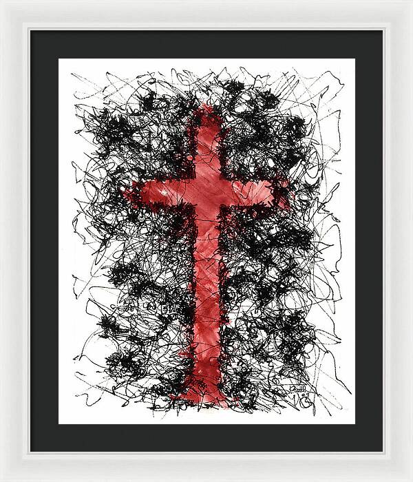 Chaos Order Cross 09 - Sorrowful Red - Framed Print