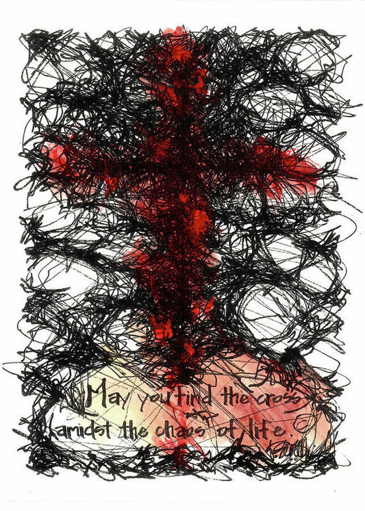Chaos Order Cross 08 - Sorrowful Red - Art Print