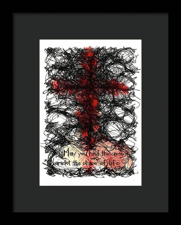 Chaos Order Cross 08 - Sorrowful Red - Framed Print