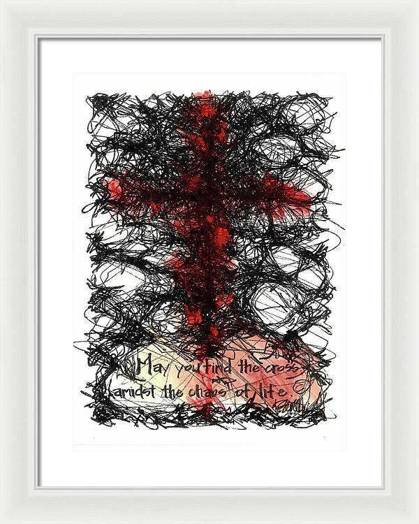 Chaos Order Cross 08 - Sorrowful Red - Framed Print