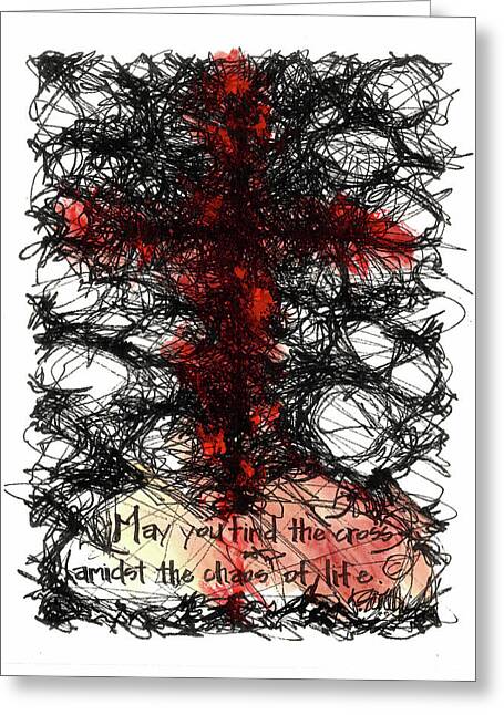 Chaos Order Cross 08 - Sorrowful Red - Greeting Card