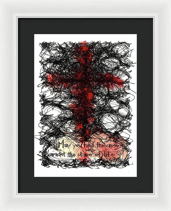 Chaos Order Cross 08 - Sorrowful Red - Framed Print