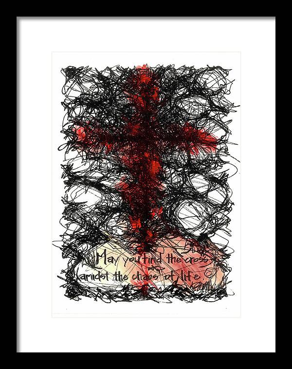 Chaos Order Cross 08 - Sorrowful Red - Framed Print