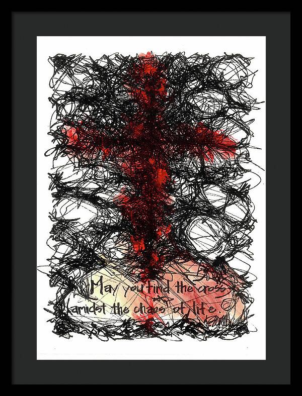 Chaos Order Cross 08 - Sorrowful Red - Framed Print
