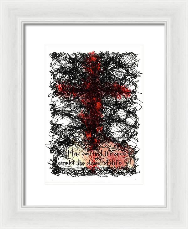 Chaos Order Cross 08 - Sorrowful Red - Framed Print