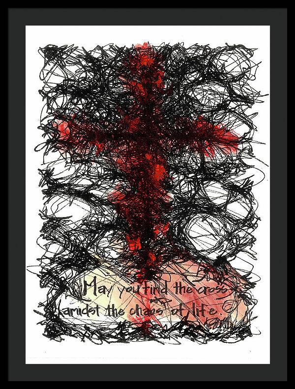 Chaos Order Cross 08 - Sorrowful Red - Framed Print