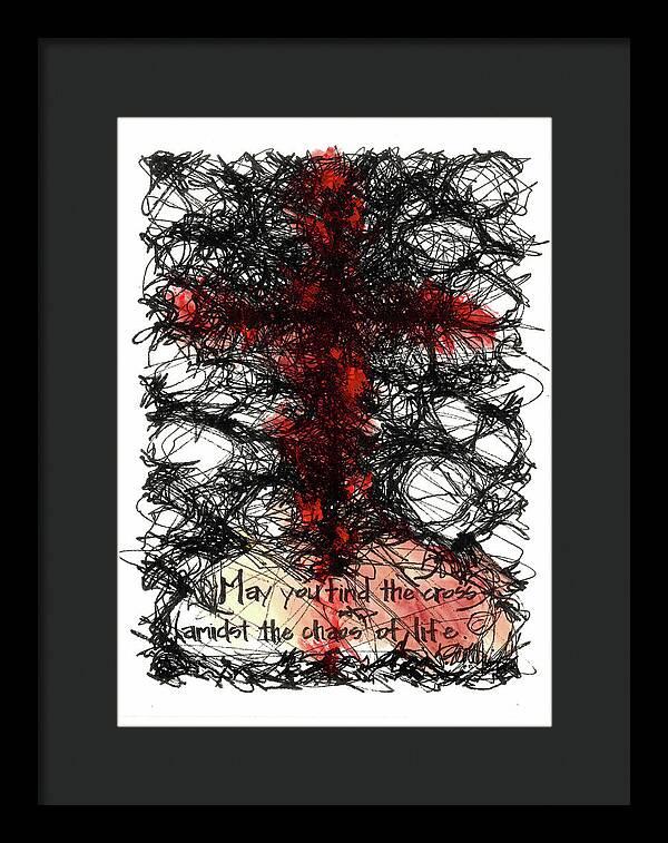 Chaos Order Cross 08 - Sorrowful Red - Framed Print