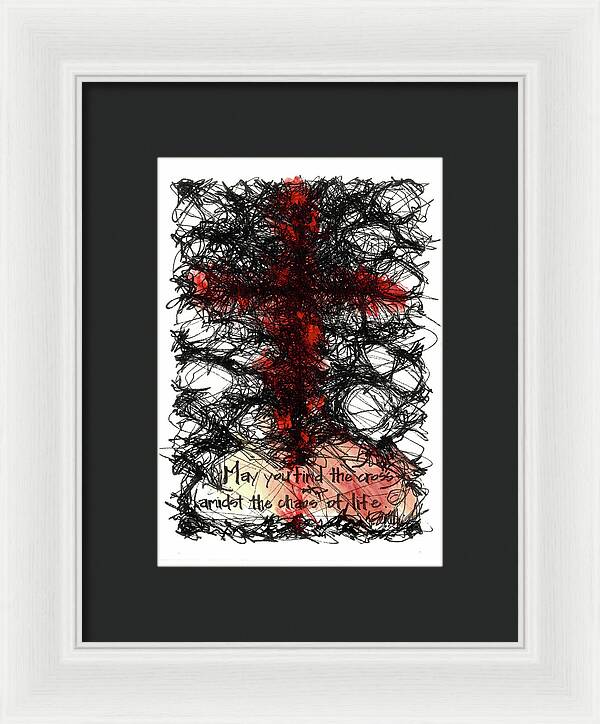 Chaos Order Cross 08 - Sorrowful Red - Framed Print