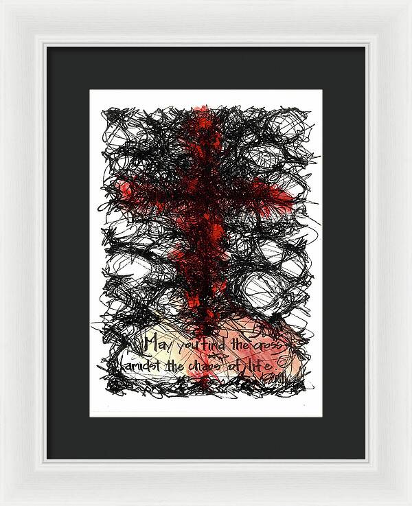Chaos Order Cross 08 - Sorrowful Red - Framed Print
