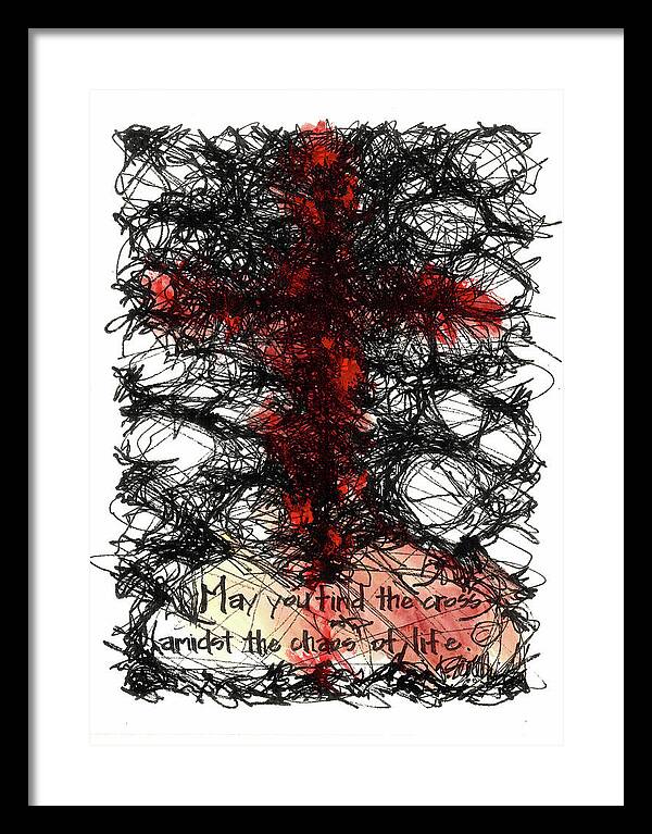 Chaos Order Cross 08 - Sorrowful Red - Framed Print