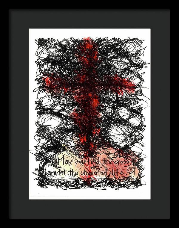 Chaos Order Cross 08 - Sorrowful Red - Framed Print