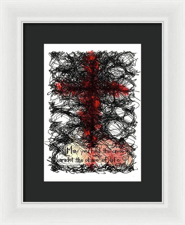 Chaos Order Cross 08 - Sorrowful Red - Framed Print