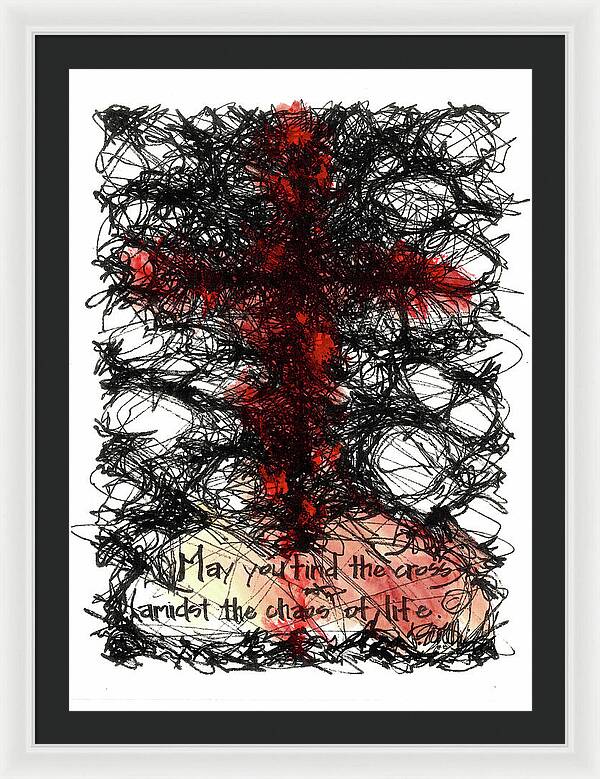 Chaos Order Cross 08 - Sorrowful Red - Framed Print