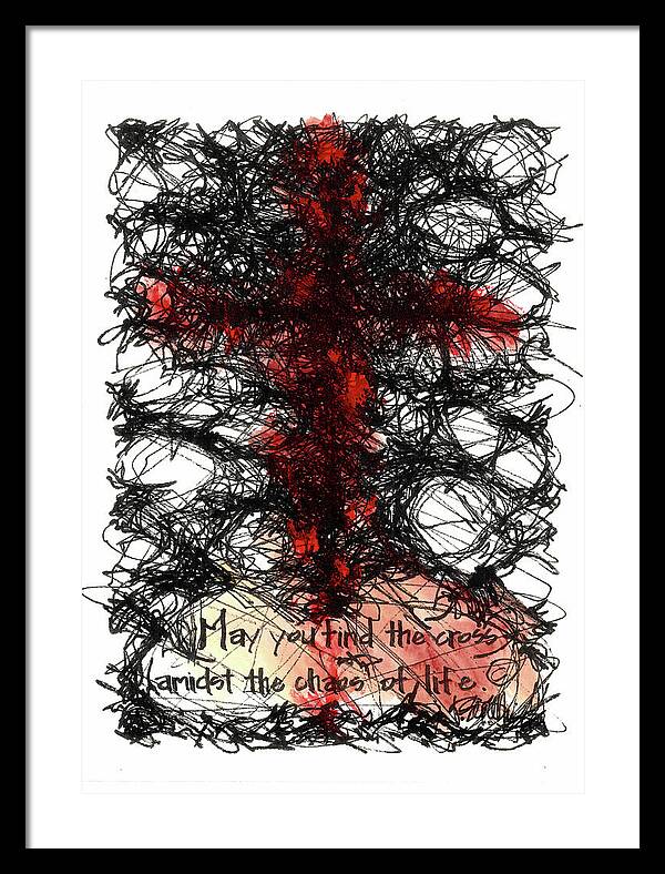 Chaos Order Cross 08 - Sorrowful Red - Framed Print
